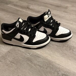 Nike Kids Black and White Low-Top Sneakers with Swoosh